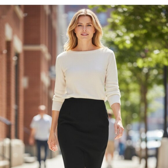 Theory Ansel Women’s 10 Black Virgin Wool Pencil Skirt Work Office Career Sleek - Picture 1 of 8